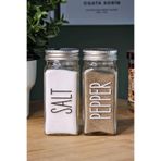 120 ml Cam Tuzluk Biberlik Seti – Gümüş Kapaklı, Etiketli, Şeffaf Baharatlık, Hava Geçirmez Kapaklı, SALT PEPPER