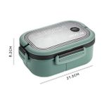 1200 ml 2 Katlı 6 Bölmeli Bpa'sız Pp Plastik Sefer Tası ve Beslenme Çantası - Hava Kilitli Bento Lunch Box, Çatal ve Kaşık Dahil (Yeşil) - standart