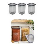 1200 ml Gri Kare Saklama Kabı Silikon Kapak Hava Geçirmez Kuru Baklagil Kahve Bakliyat Makarna Kut