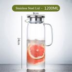 1200ML - Çelik Kapak 1.5l Bardak Soğuk Su Şişesi Mutfak Su Isıtıcısı Kavanoz Isıya Dayanıklı Cam Su Sürahi Kahve Çay Potu Şeffaf Sürahi Sürahi (Yurt Dışından) - Renkli - Water Pots