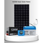 1200W Hazır Solar Paket | 400W Panel + 2×100AH Jel Akü | PWM Şarj Kontrol Off-Grid Güneş Enerji Sistemi