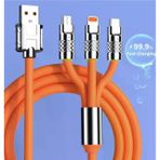 120w 3 Başlıklı Usb Şarj Ve Data Kablosu Ultra Hızlı Şarj İphone Android Tablet İpad İçin