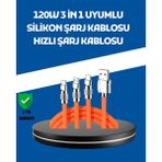 120W Şarj Destekli 3’ü 1 Arada Çoklu Şarj Kablosu – 1.2 Metre - SO2922-4470 - Renkli