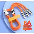 120W Silikonlu 6A Type-C Kablo Xiaomi , Ios , Micro USB Uyumlu