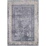 120x180 cm Jamnagar Gri Çerçeveli Yün El Dokuma Modern Geometrik Etnik Eskitme Desenli Boho Oturma Odası Salon Yolluk Koridor Mutfak Halısı