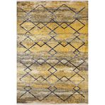 120x200 cm Izberbas Sarı Geometrik Yün El Dokuma Modern Geometrik Etnik Eskitme Desenli Boho Oturma Odası Salon Yolluk Koridor Mutfak Halısı