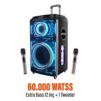 12"+1 Tweeter/equalizer Profosyonel Bluetooth Hoparlör 60000WATTS Speaker Çift Mikrofonlu Derin Bass