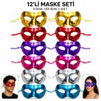 1239Li Metalik Venedik Parti Maskesi Seti – 6 Renk Karışık