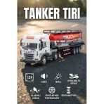 1:24 Ölçek Diecast Metal Kafa Işıklı Ve Sesli Oyuncak Tanker Tırı - Ayrılabilir Dorseli Model Araba