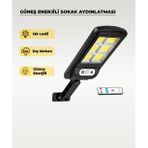 125 LED Solar Sokak Aydınlatması Sensörlü Kumandalı 6500K Beyaz Işık Güneş Enerjili Dış Mekan Lamba