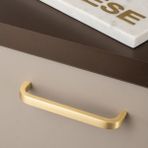 128 Mm Mat Altın Rengi Modern Kulp - Ssy8640 0128 Bb - Mobilya Kulpları - Tek Ebat - Mobilya Hırdavatı