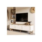 1280 Monza 180 Cm (Membran MDF Kapaklı) Bohem Tv Ünitesi Sepet-Beyaz