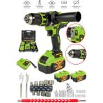 128V 10AH Darbeli Şarjlı Matkap ve Vidalama Seti, Çift Akülü, Metal Şanzıman - Seçenek 1