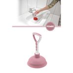 12den Vantuz Lavabo Pompası, Lavabo Küvet Gideri Tıkanık Açıcı El Pompası 11cm Pembe