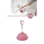 12den Vantuz Lavabo Pompası, Lavabo Küvet Gideri Tıkanık Açıcı El Pompası Büyük 13cm Pembe