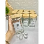 12'li 500ML Bambu Kapaklı Baharat Seti Kaşıklı Etiketli Baharatlık - Şeffaf - 500 ml