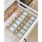 12'li Baharat Kavanozu Bambu Lüx Kapaklı Kavanoz Serpme Başlıklı Baharatlık Türkçe Etiketli - 123 ml - 12 Adet
