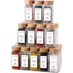 12'li Bambu ve Akasya Kapaklı Cam Baharatlık Seti 120 ml - Doğal Ahşap Kapaklı, Şeffaf Cam, Sağlıklı ve Şık Baharat Kavanozları (Bambu Kapak)