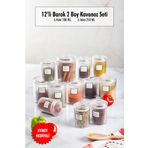 12'Li Barok Yuvarlak 2 Boy Kavanoz Seti & Saklama Kabi & Erzak Kabi 6*500 Ml,6*250 Ml)