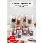 12'Li Barok Yuvarlak 3 Boy Kavanoz Seti & Saklama Kabi & Erzak Kabi (4*1000 Ml, 4*500 Ml,4*250 Ml)