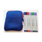 12'li Fineliner Kalem - Piano 2'şer Mavi Siyah Kırmızı Yeşil Mor Lila + Mavi Kalemlik Çantasıyla - Çok Renkli