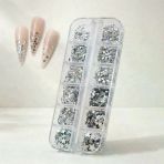 12Li Gümüş Renk Tırnak Süsleme Yıldız Dizayn Folyo Pulları Nail Art Wn-115