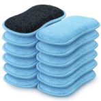 12'li Paket Çok Amaçlı Ovma Süngerleri Mutfak, Bulaşık Süngeri, Tabak, Tencere ve Tavaları ve Daha Fazlasını Etkili Bir Şekilde Temizlemek için Çizilmez Mikrofiber Sünger (Mavi)