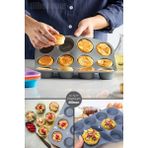 12'li Silikon Muffin Kalıbı Kurabiye Tatlı Cupcake Kek Kalıbı Yapışmaz Gıdaya Uygun Pişirme Kapsülü - Yanmaz Yapışmaz - Gri