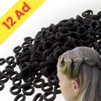 12'Li Siyah 3 Cm Esnek Lastik Saç Tokası