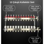 12'li Yerden Isıtma Kollektör Seti Debimetreli Paslanmaz
