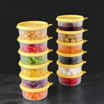 12'li Yuvarlak Gıda Saklama Kabı Seti - Organizer Düzenleyici Erzak Kabı 12X250ML Sarı