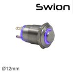 12Mm Metal Led'Li Yaylı Buton Mavi Led'Li 12-24 V Ac-Dc