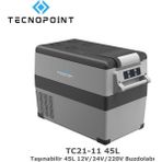 12V-24V-220V Oto Buzdolabı (-20 Hızlı Soğutma) Dijital Ekran (5V 1A USB Girişli) 45 Lt - Gri - Siyah