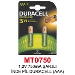 1,2V 750Ma Şarjlı İnce Pil Duracell (Aaa)
