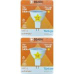 12V 7W (50W) Sarı (3000K) Gu5.3 LED Spot Ampul, 2 Adet - Altın