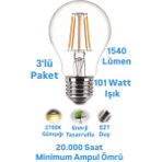 12W-101W Rustik LED Ampul Günışığı 1540 Lümen E27 Duylu Dekoratif Ampul Flamanlı - 3 Adet