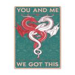 12x16 inç Ejderha ile Metal Duvar İşareti You And Me We This Poster Tasarım Vintage İlham Ev Dekoru Ev Bar veya Salon İç Mekan için Yapılmış Zamansız Görsel Karakter Duvar Dekoru Vurgulu