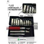13 parça profesyonel hobi sanat maket bıçağı seti hassas kesim kretuar takımı full yedek başlıklı - Kırmızı
