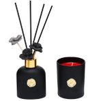 130 ml Siyah Cam Şişe Black Vanilya Oda Kokusu ve Kırmızı Kokulu Vegan Mum Seti - Akasya - Seçenek 1