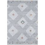 130x190 cm Cautitlan Gri Modern Yün El Dokuma Modern Geometrik Etnik Eskitme Desenli Boho Oturma Odası Salon Yolluk Koridor Mutfak Halısı