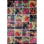 130x190 cm Hollanda Siyah Patchwork Yün El Dokuma Modern Geometrik Etnik Eskitme Desenli Boho Oturma Odası Salon Yolluk Koridor Mutfak Halısı