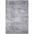130x190 cm IZE Mavi Madalyon Yün El Dokuma Modern Geometrik Etnik Eskitme Desenli Boho Oturma Odası Salon Yolluk Koridor Mutfak Halısı