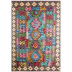 130x190 cm Novouralsk Kahverengi Madalyon Yün El Dokuma Modern Geometrik Etnik Eskitme Desenli Boho Oturma Odası Salon Yolluk Koridor Mutfak Halısı