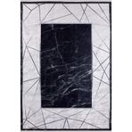 130x190 cm Odintsovo Siyah Çerçeveli Yün El Dokuma Modern Geometrik Etnik Eskitme Desenli Boho Oturma Odası Salon Yolluk Koridor Mutfak Halısı