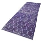 131x382 cm Geometrik Halı Mor Geometrik Yün El Dokuma Modern Geometrik Etnik Eskitme Desenli Boho Oturma Odası Salon Yolluk Koridor Mutfak Halısı
