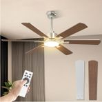 132 cm Tavan Vantilatörü ve LED Aydınlatma,sessiz, Uzaktan Kumandalı - Kahverengi