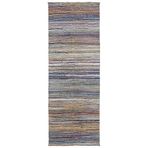 133x387 cm Girit Bej Çizgili Yün El Dokuma Modern Geometrik Etnik Eskitme Desenli Boho Oturma Odası Salon Yolluk Koridor Mutfak Halısı