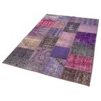 134x200 cm Kırk Yama Mor Yama Pamuklu Yün El Dokuma Modern Geometrik Etnik Eskitme Desenli Boho Oturma Odası Salon Yolluk Koridor Mutfak Halısı