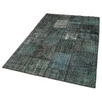 134x204 cm Kırk Yama Siyah Yama Pamuklu Yün El Dokuma Modern Geometrik Etnik Eskitme Desenli Boho Oturma Odası Salon Yolluk Koridor Mutfak Halısı