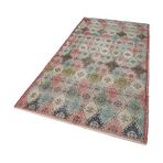 134x273 cm Kareli Kilim Kırmızı Kareli Yün El Dokuma Modern Geometrik Etnik Eskitme Desenli Boho Oturma Odası Salon Yolluk Koridor Mutfak Halısı